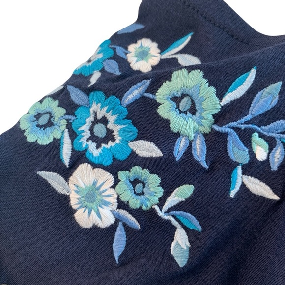 Woman Within Blue Cold Shoulder Floral Embroidered Sleeves Top Size 22/24 1X - Picture 4 of 6